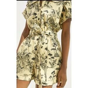 Anthropologie coreylynncalter Print Linen Cotton Belted Romper S